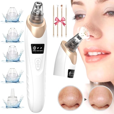 Blackhead Remover Pore Vacuum, Facial Pore Cleaner Electric Comedone Whitehead Extractor 5 Suction Power, Rechargeable Blackhead Vacuum Kit
