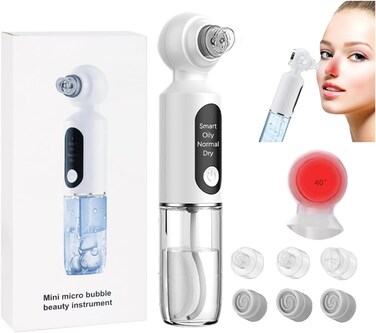 Electric Black Head Vacume Removal Tool with Hot Compress, 4 Adjustments Blackhead Removal for Men &amp; Women, USB Pore Cleaner with 6 Suction Cups