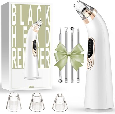 Electric Pore Vacuum, 5 Suction Power, 4 Replaceable Probes, USB Rechargeable Blackhead Extractions Tool for Women and Men, with Blackhead Needle Kit