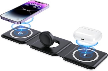 Wireless Charger 3 in 1, Magnetic Foldable Wireless Charging Station for iPhone 13/12/11 Pro Max/X/Xs Max/8/8 Plus, AirPods 3/2/pro