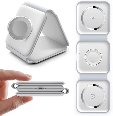 3 in 1 Wireless Charger, USB 3 in 1 Wireless Charger, Overheating Overload Protection Fast Wireless Charging Pad for all support wireless charging Phone