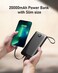 Portable Charger 20000mAh, Built-in Cable Fast Charging Power Bank, PD QC 3.0 USB C Battery Pack LED Display, 4 Output &amp; 2 Input Phone Charger for iPhone，Samsung, Android-Black