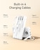 Power Bank with Built in Cables, Portable Charger for iPhone, USB C LCD Display External Battery iPhone Charger Bank Compatible with iPhone, iPad, Samsung (10000mAh White)