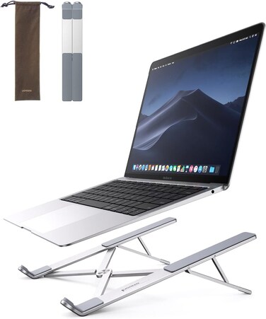 Laptop Stand for Desk Aluminum Alloy Adjustable Laptop Holder Ergonomic Portable Foldable Lightweight Notebook Stand for Desk Compatible
