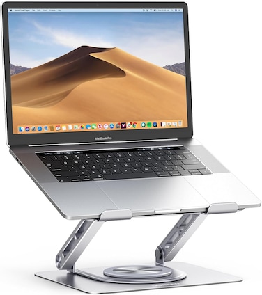 Laptop Stand 360&deg; Rotation Upgrade Larger Sturdy Base Adjustable Laptop Stand for Desk Metal Notebook Holder Fit for Macbook Air, Macbook Pro