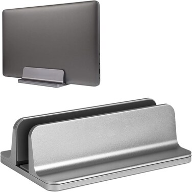 Vertical Laptop Stand, Adjustable Desktop Stand Laptop Holder (up to 17.3 inches) Compatible with All MacBook Pro/Air/Microsoft Surface (1 Slot,Grey)