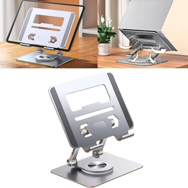 Foldable Laptop Stand with 360 Rotating Base, Laptop Stand for Desk, Ergonimic Foldable Laptop Riser, Laptop Holder Desk, Compatible with MacBook Pro, All Laptops 10-17