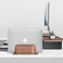 Vertical Laptop Stand for Desk, Black Walnut Wood and Aluminium Laptop Holder for All MacBook, Surface, Samsung, HP, Dell, Chrome Book
