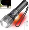 Bright Flashlight, 3000 Lumens LED Flashlight, COB Side Torch Light, ipx6 waterproof, Rechargeable 1500mah, Retractable Zoomable Flashlight
