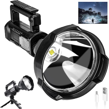 Spotlight Flashlights,LED Super Bright 90000 High Lumens Handheld Tactical Flashlight,4 Modes IPX5 Waterproof Large Searchlight for Camping,Fishing