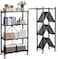 Foldable Storage Organizer 4 Tier, Storage Shelves Kitchen Cabinet Storage Rack, Shelf Storage Multipurpose Rack for Living Room Bedroom Kitchen Garage Black