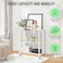Radiotronics Storage Shelves Kitchen Cabinet Storage Rack with Caster Wheels, Multi-Shelf Foldable Storage Shelves for Living Room Bedroom Kitchen, white