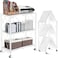 Radiotronics Storage Shelves Kitchen Cabinet Storage Rack with Caster Wheels, Multi-Shelf Foldable Storage Shelves for Living Room Bedroom Kitchen, white