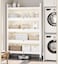 Heavy Metal Shelf with 4 Door Bookshelf Bookcase with 4 Wheels Storage Rack Organizer Workstation for Kitchen Home Office Pantry Study (White 144 * 80 * 32cm)