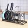 Radiotronics Pot and Pan Organizers Rack : Expandable Pot Lid Organizer Holder with 10 Adjustable Compartment Cookware Plate Rack for Kitchen Cabinet Black