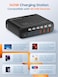 140W GaN USB-C Charger, 6-Port Fast Charging Station with PD3.0 &amp; QC5.0, Desktop/Wall Travel Adapter with UK/EU/US Plugs
