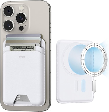 Radiotronics MagSafe Wallet, 5-Card Holder, Magnetic Wallet for iPhone, RFID Blocking, with 3,200 g Magnetic Strength, Vegan Leather, Slim