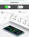 10 Way Power Extension Cord Surge Protector Strip Heavy Duty Universal Electrical Socket 5x USB-A 1x USB-C PD 30W Total 2M Cable (2M)