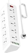 10 Way Power Extension Cord Surge Protector Strip Heavy Duty Universal Electrical Socket 5x USB-A 1x USB-C PD 30W Total 2M Cable (2M)
