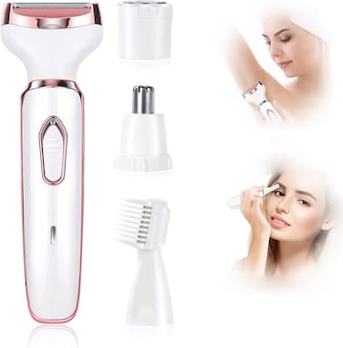 Electric Lady Shaver, Rechargeable Painless Electric Razor Bikini Trimmer Wet and Dry Hair Removal for Face Legs Underarm Nose and Eyebrow