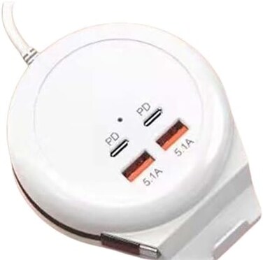 Radiotronics Power Strip – 4-Port Multifunctional Quick Charging Hub   Plug-and-Play Mini Extension Socket for Office, Home, and Travel