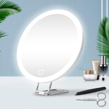 5X Magnifying Mirror with Light, Large 5x Makeup Magnifying Mirror, Lighted 5x Magnification Mirror with Adjustable Stand &amp; Suction Cup