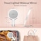 Rechargeable Travel Makeup Vanity Mirror with Lights, Portable 1X/10X Magnifying Mirror with Light, 3 Colors, Brightness Adjustable