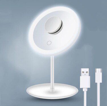 5X Magnifying Lighted Makeup Mirror, 3 Light LED Makeup Mirror, Intelligent Switch, Portable for Detailed Makeup, Suitable for Makeup Desk and Travel