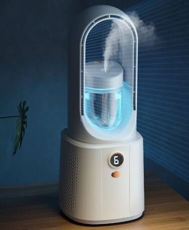 Portable Mobile Air Conditioner, Silent Air Cooler, 6 Higher Speeds, 7 Color Lights &amp; 25 Hours Battery Life, Wireless Cooling Fan For Desk, Home, Bed and Living Room