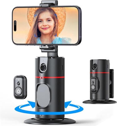 Radiotronics Auto Face Tracking Tripod, Smart Selfie Stick Object Tracking Holder, No App Required, 360° Rotation Body Phone Camera Mount