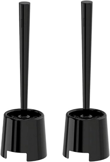 Pulmen Toilet Brush with Holder, Black (Pack of 2)