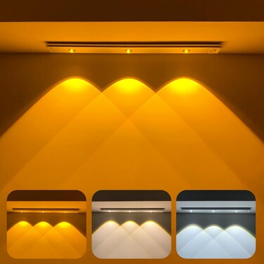 Motion Sensor Cabinet Mood Light, 1500mAh Rechargeable Dimmable LED Light Bar with 3 Light Colors, Magnetic Install for Kitchen Wardrobe Cupboard(1800K-6500K)