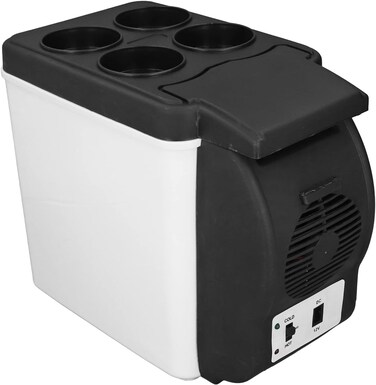 Mini Fridge, 6L Portable Car Refrigerator 12V Electric Cooler Warmer Freezer for Beverage Drinks, Small Cosmetic Skincare Refrigerator for Camping Travel Truck Van