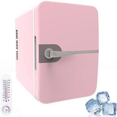 Portable mini Car Fridge - Mini Car Refrigerator with LED, 5L, for skincare fridge mini, fruits and food, 12V Car Charger (pink)