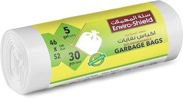 EnviroShield Enviro Shield OXO Biodegradable &amp; Antibacterial 5 Gallon Garbage Bag Roll 30 Bags, Multicolour