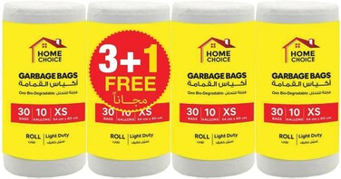 Home Choice Garbage Bags, 10 Gallons Pack of 4, White, 120 Bags, 54x60 cm, Bin Liner, Trash Bags, Waste Bags for Indoor and Outdoor Use