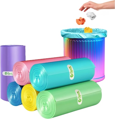 Radiotronics Garbage Bag 5 Gallons 45x50cm (6 Rolls, 150 Bags) Bio-Degradable Plastic Disposal Garbage Bag Small, Multicolor Bin Liners for Home, Kitchen & Offices