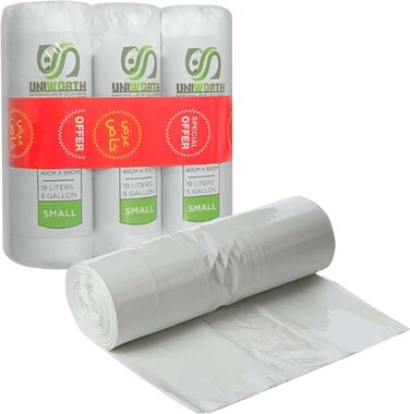 60 Garbage Bag Small, 19L/5 Gallon Heavy Duty Trash Bags, 20x3 Rolls Biodegradable Strong &amp; Convenient Multipurpose Plastic Bin Bags