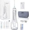 Water Flosser Cordless Oral Irrigator Portable Rechargeable Dental Flossers with 5 Modes &amp; 6 Tips Water Flossing with 300ML Water Tank (White-H6)