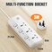 3-Outlet 3-Meter Extension Cord, Multi-Plug Power Extension with Individual Safety Buttons, Ideal for Home, Office