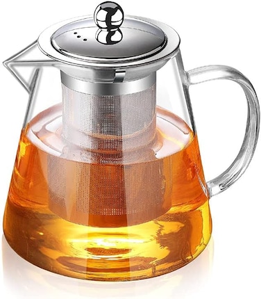 Glass Teapot with Infuser Tea Pot 32oz/43oz Tea Kettle Stovetop Safe Blooming and Loose Leaf Tea Maker Set (32oz/ 950ml)