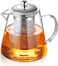 Glass Teapot with Infuser Tea Pot 32oz/43oz Tea Kettle Stovetop Safe Blooming and Loose Leaf Tea Maker Set (32oz/ 950ml)