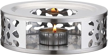 Stainless Steel Teapot Warmer with Tea Light Candle Holder for Tea and Coffee Pots, Teapot Warmer Base For Home Office Tea House