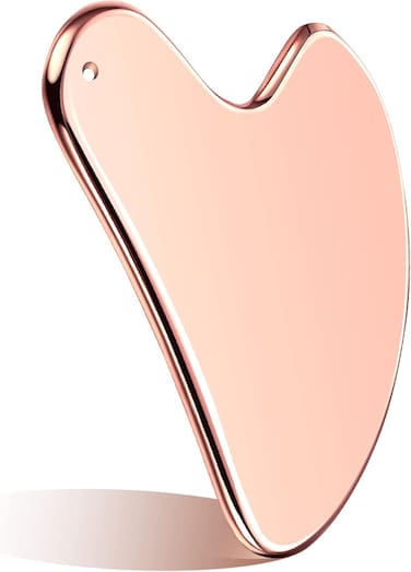 Radiotronics Facial Tools Guasha Tool for Face Metal Gua Sha Tighten Skin Heart Massage Guasha Beauty Tool for Body Eyes Neck Massager with Travel Pouch (Rose Gold)