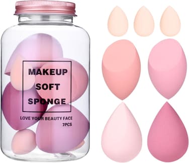 7 PCS Beauty Blender Makeup Sponge Set, Big and Mini Blender Sponges for Liquid, Creams and Powders, Foundation Blending Sponge Cosmetic Puff