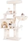 Cat Tree with Toy, Cat Tower Condo for Indoor Cats, Cat House with Padded Plush Perch, Cozy Hammock and Sisal Scratching Posts, Beige
