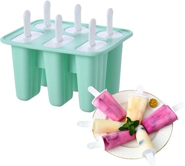 Set of 6 Popsicle Mould Silicone Ice Pop Molds, Frozen Ice Cream Mould Tray for Kids &amp; Adults Reusable Popcical Mold Easy Release Ice Pop Maker