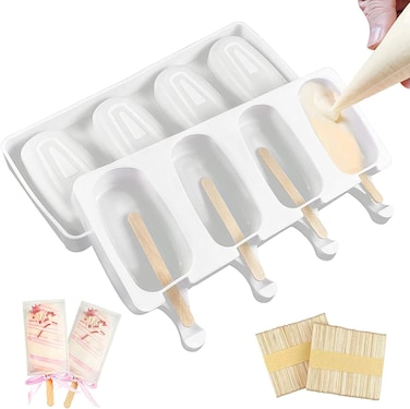 Radiotronics  Ice Lolly Moulds, BPA Free Silicone Popsicles Moulds of 2 Packs, Ice Cream Ice Cube Tray Popsicle Reusable Food Grade Silicone DIY Moulds