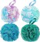 4 Pack Bath Shower Sponge Exfoliating,Bathroom Accessories, Essential for Bathing,Body Scrubber, 75g/PCS Pouf Bath Sponges- Set of 4 Flower Color