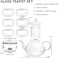 Glass Teapot Set, 600ml Stovetop Safe Glass Tea Kettle with 6 Double-Wall Tea Cups &amp; Loose Tea Infuser &amp; Tea Warmer (TE088)